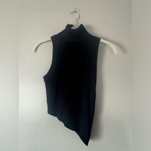 Forever 21 Black Ribbed Asymmetrical Tank Top